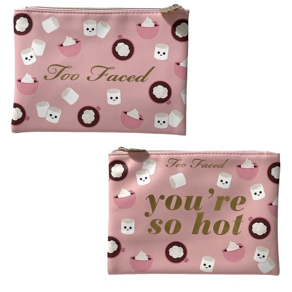 Pick 2/$25 NWOT Too Faced Pink Zip Makeup Bag - Picture 1 of 3